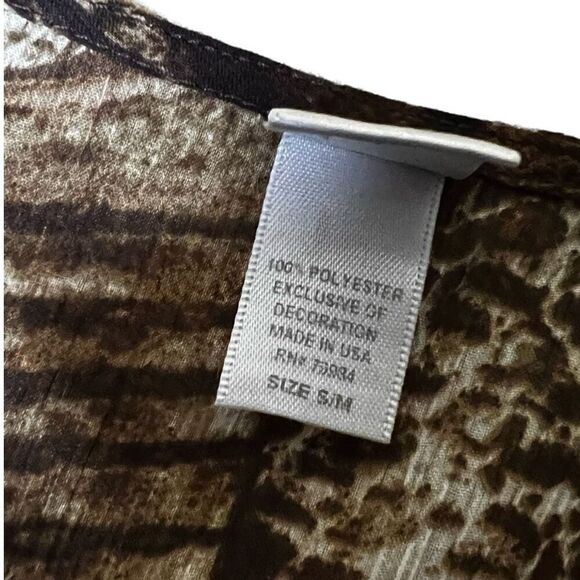 Chicos Sheer Tribal Print Poncho V Neck with Bead Embellished Neckline Size S/M - Picture 8 of 8